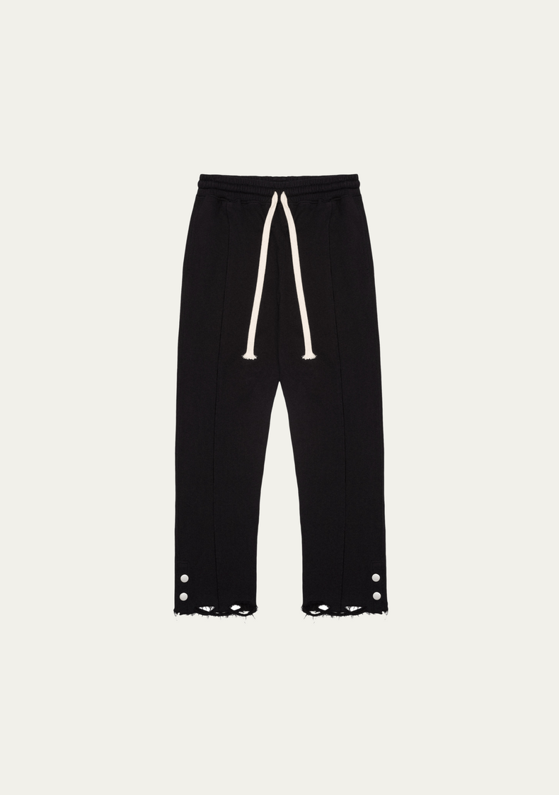 Distressed Pintuck Pant in Black