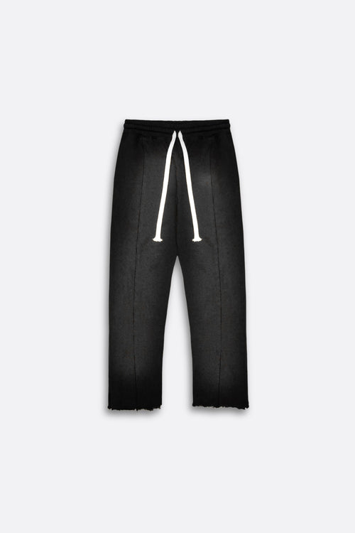 Distressed Pintuck Pant in Faded Black